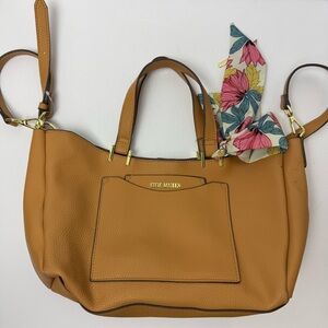 Steve Madden Caramel Shoulder Bag with Floral Scarf